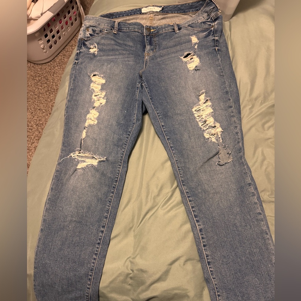 Torrid Light Blue Distressed Skinny Jeans